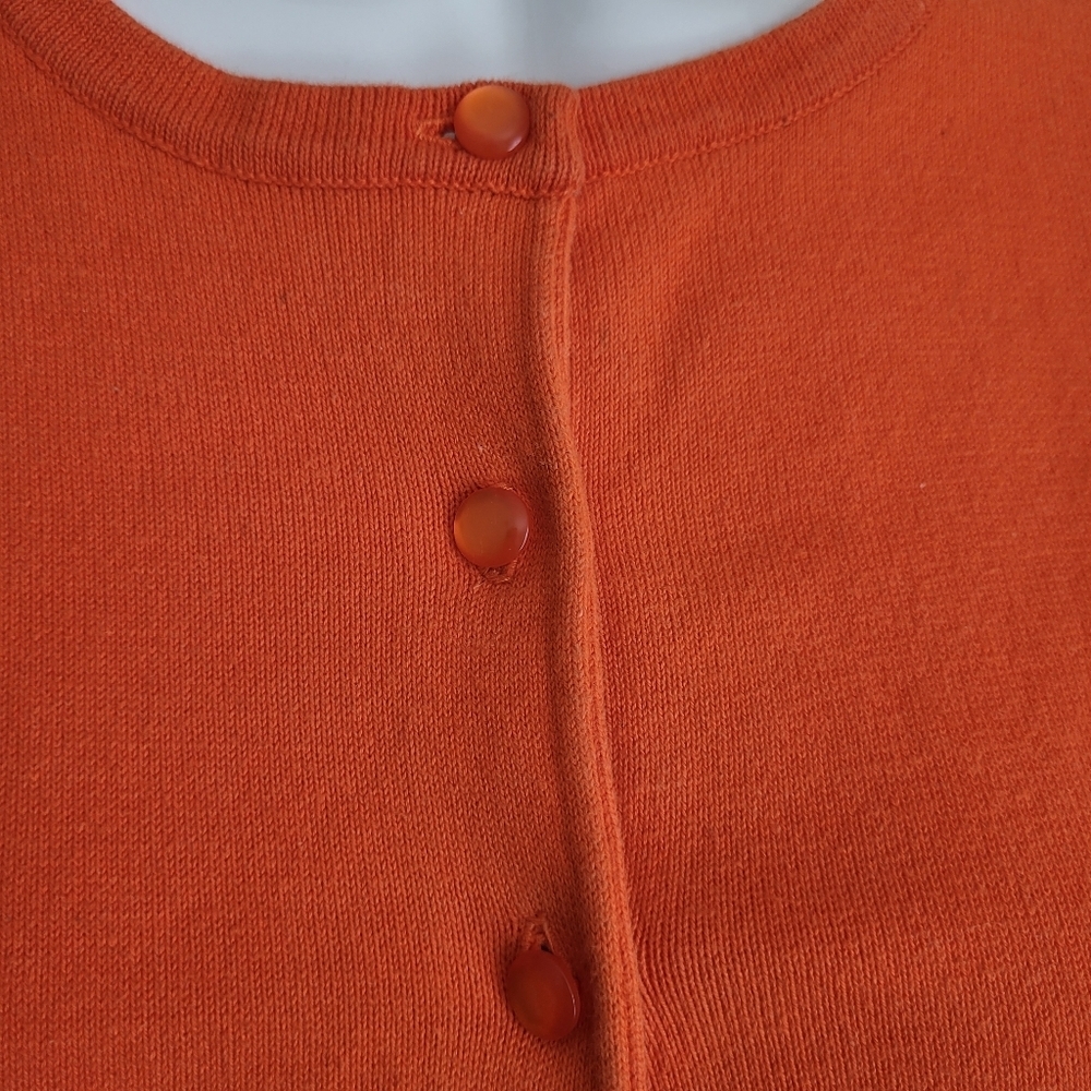 Ellen & Company crew neck cotton orange cardigan button front preppy academia S - Picture 10 of 10